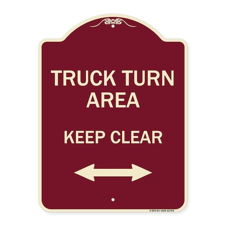 Truck Turn Area Keep Clear With Bidirectional Arrow Heavy-Gauge Aluminum Architectural Sign
